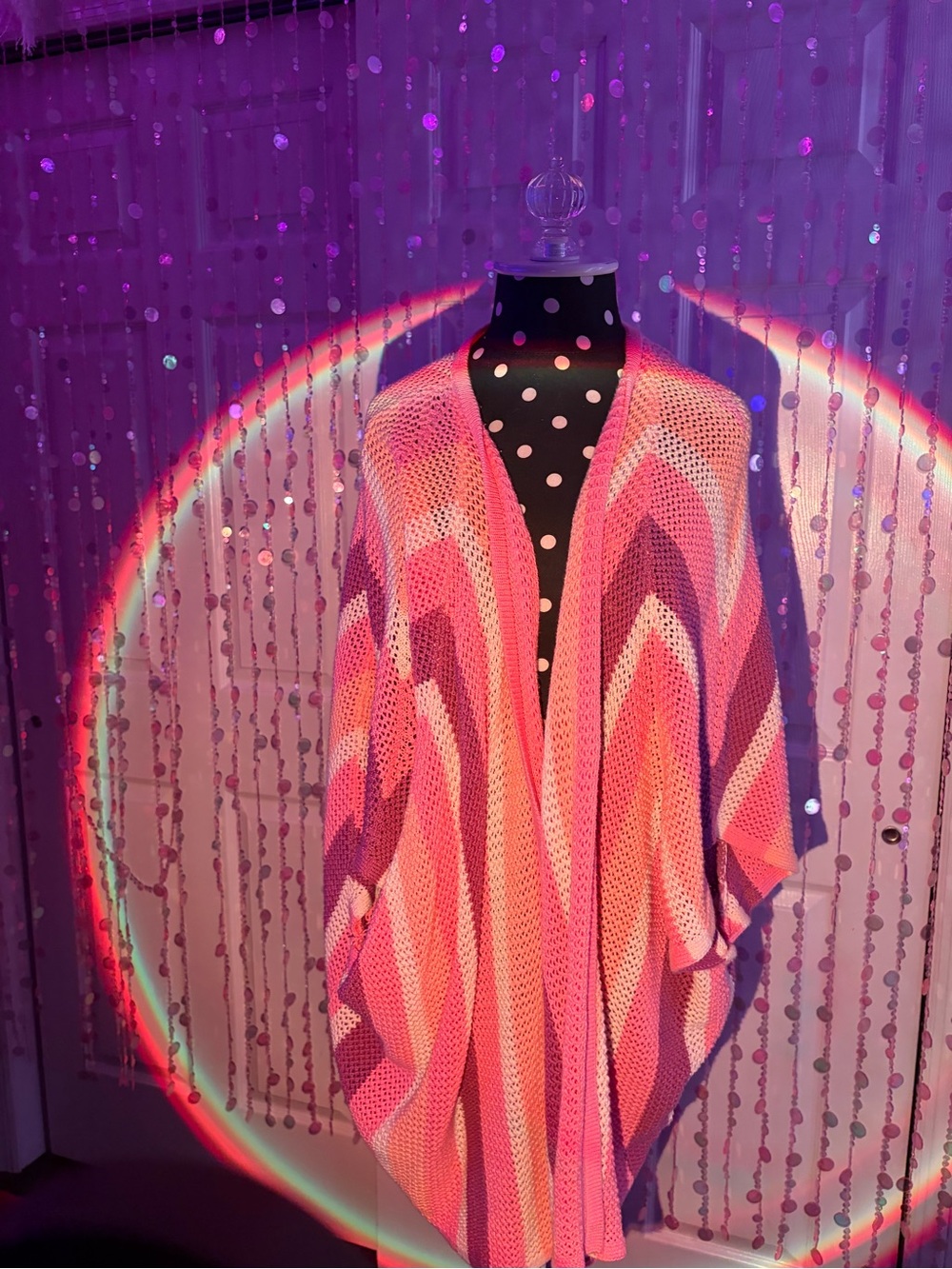 Jessica Simpson Pink, Orange, Cream and Purple Knit Poncho